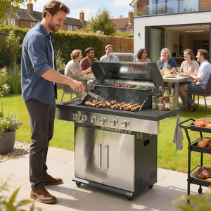Outsunny Portable 6 Burner Liquid Propane Gas BBQ Grill
