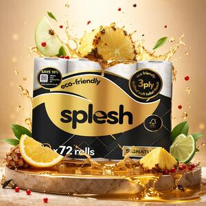Splesh Quilted Signature 3 Ply Toilet Tissue Paper, 72 Rolls