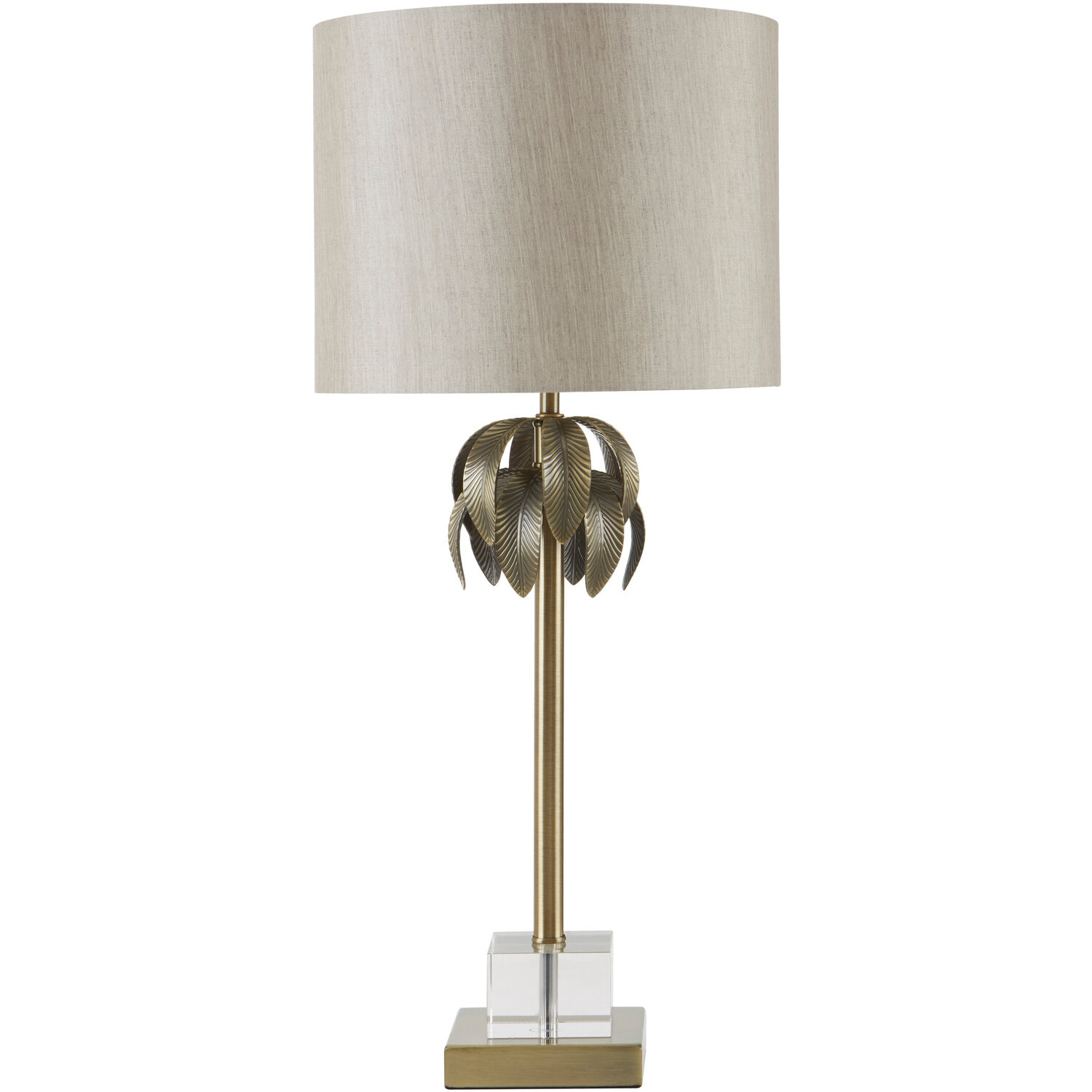 Herta Antique Brass Palm Tree Design Table Lamp - Gold