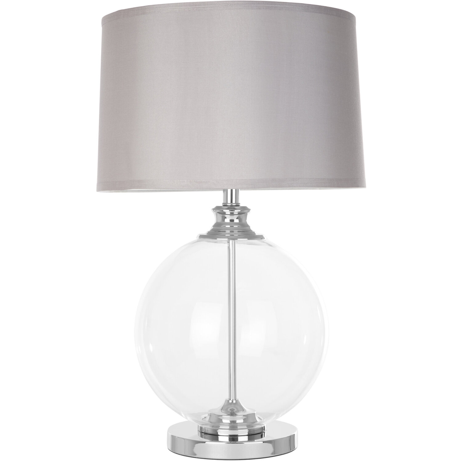 Edna Small Clear Glass Table Lamp with Silver Silk Shade - Silver