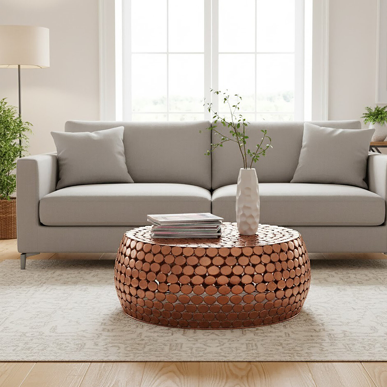 Templar Iron Pebble Design Coffee Table - Gold