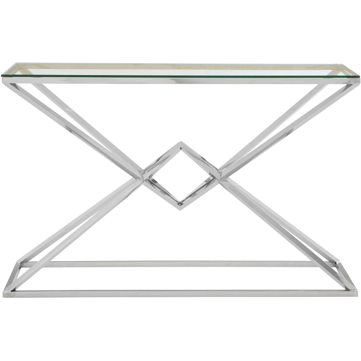 Allure Tempered Glass Rectangular Console Table - Silver