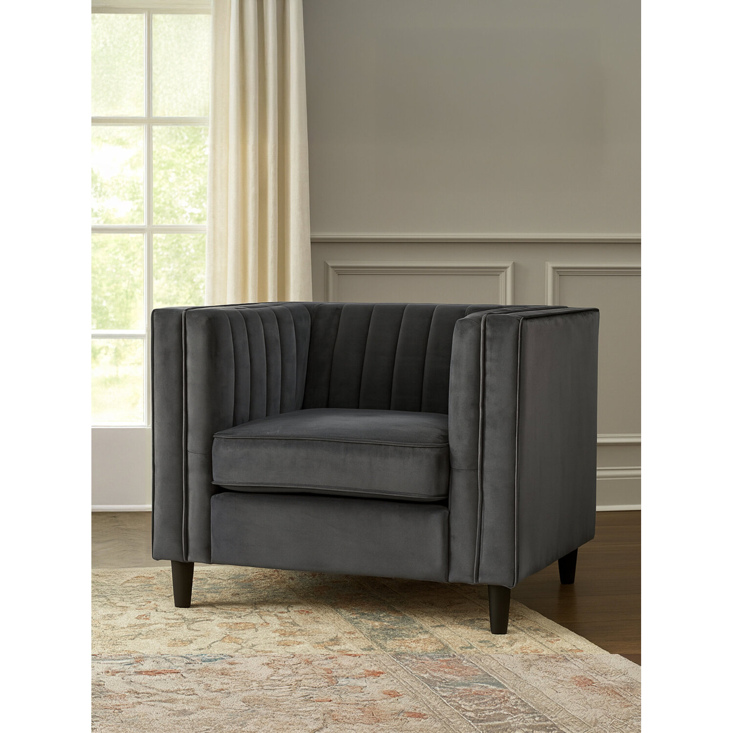 Farah Grey Velvet Chair - Grey