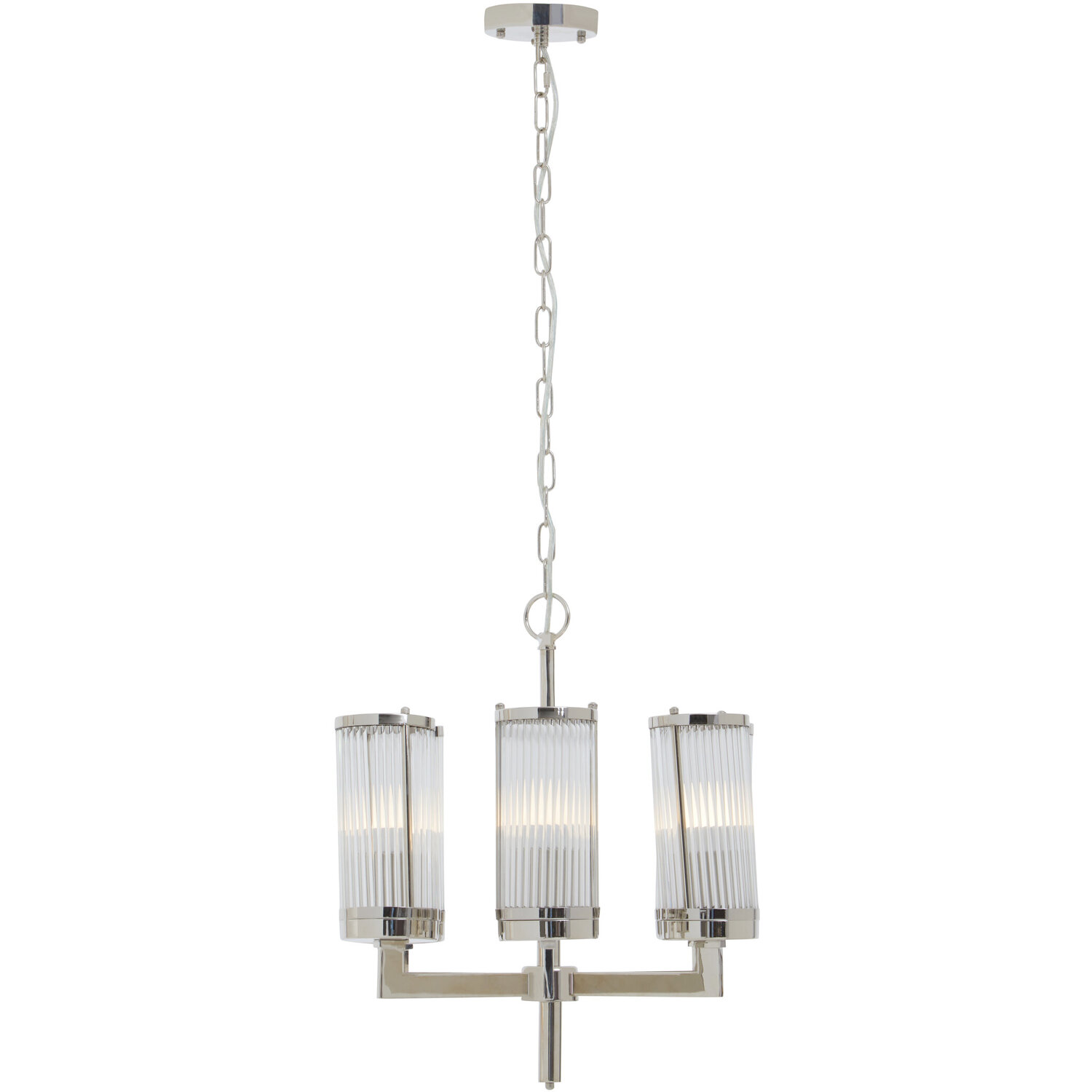 Hilton Glass and Nickel Finish 6 Arm Pendant Light - Silver