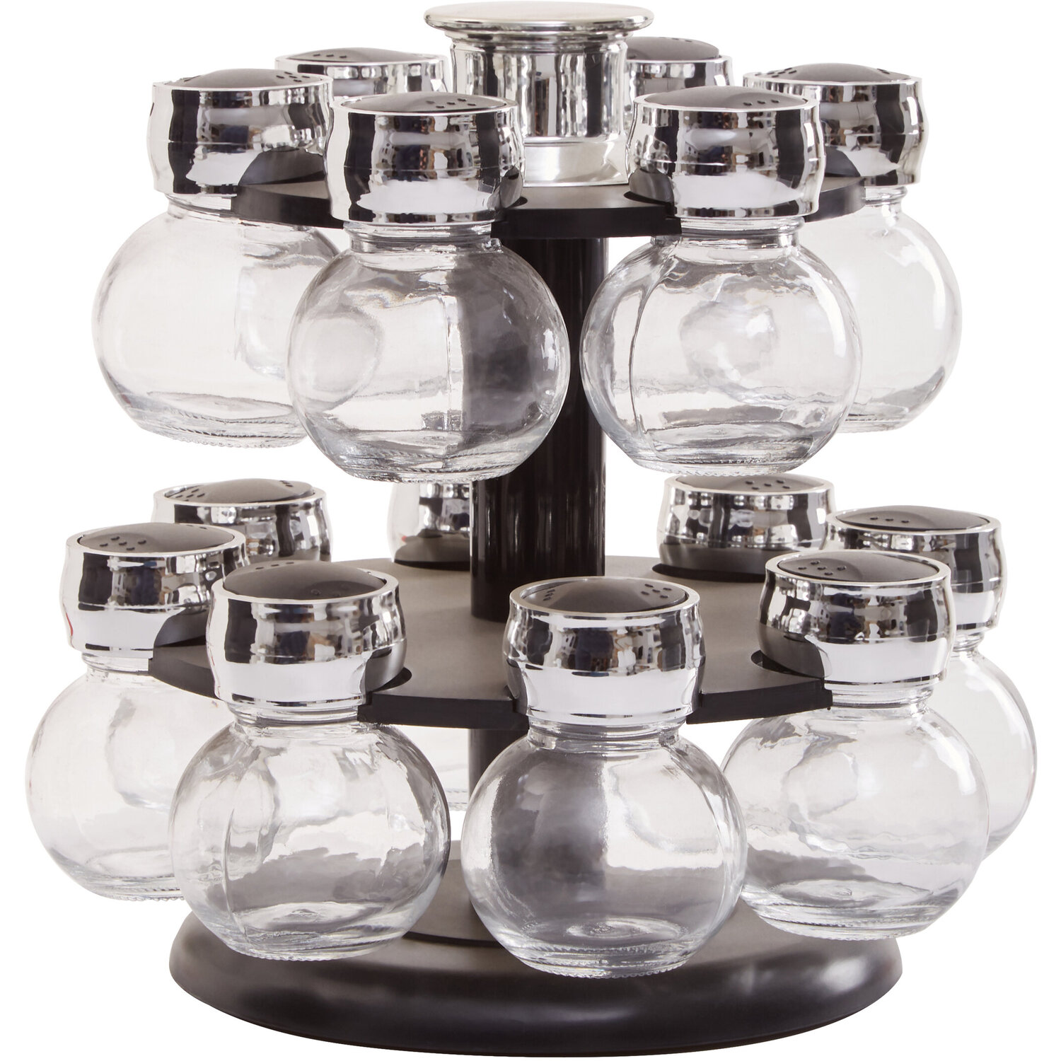 Luciano 2 Tier 14 Bottle Revolving Spice Rack - Black