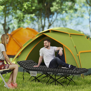Outsunny Camping Cot for Adults with Mattress Folding Bed