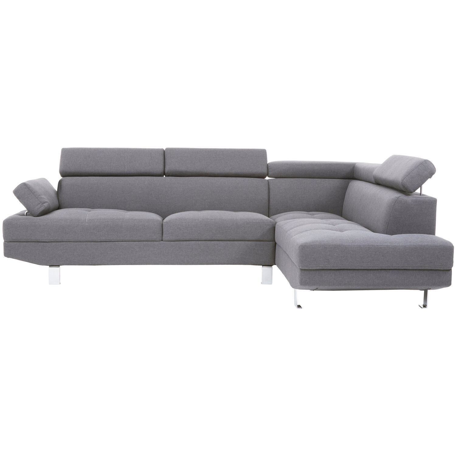 Hanover Grey Linen Corner Sofa with Adjustable Headrests - Grey