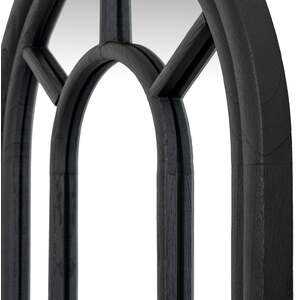 Slim Tall Wood Arched Windowpane Mirror