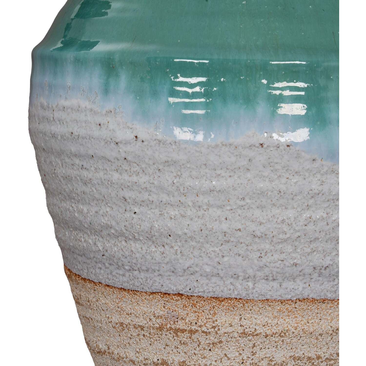 Rustic Ombre Turquoise And Sand Glazed Ceramic Vase - White