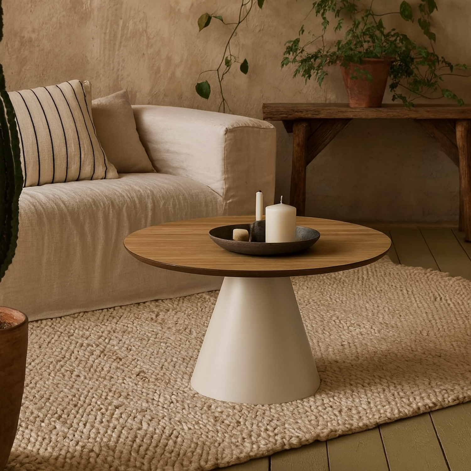 Hamburg Round Veneer Coffee Table Diameter Height - Natural