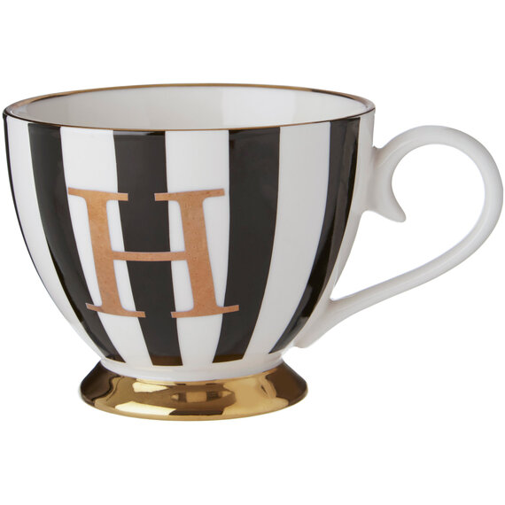 Duchess Black and White Monogram Mug, H