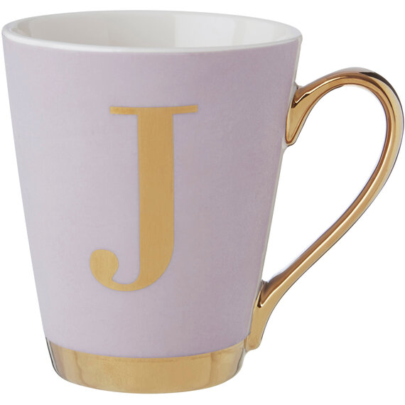 Frosted Deco Lilac Monogram Mug, J