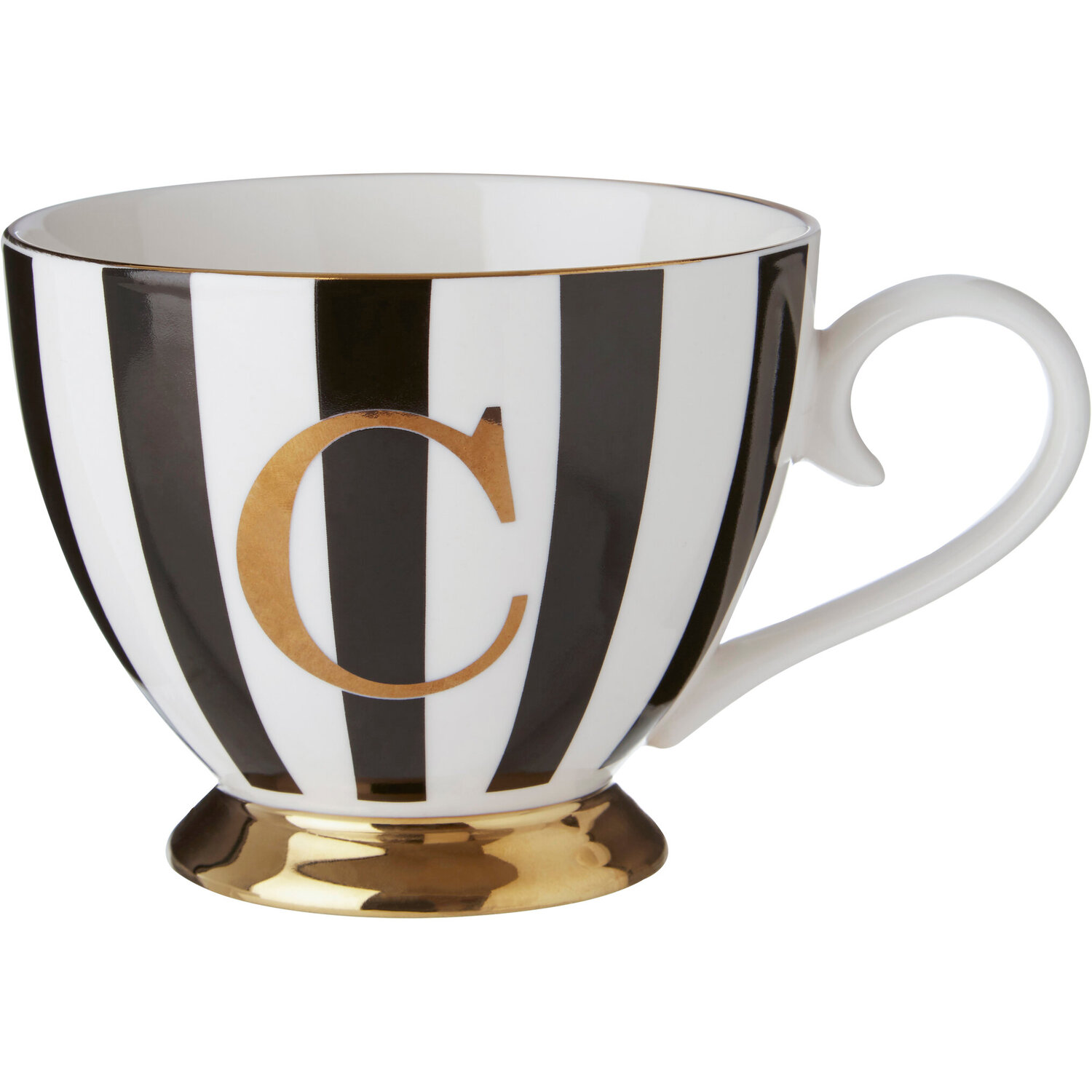 Duchess Black and White Monogram Mug, C - Black & White