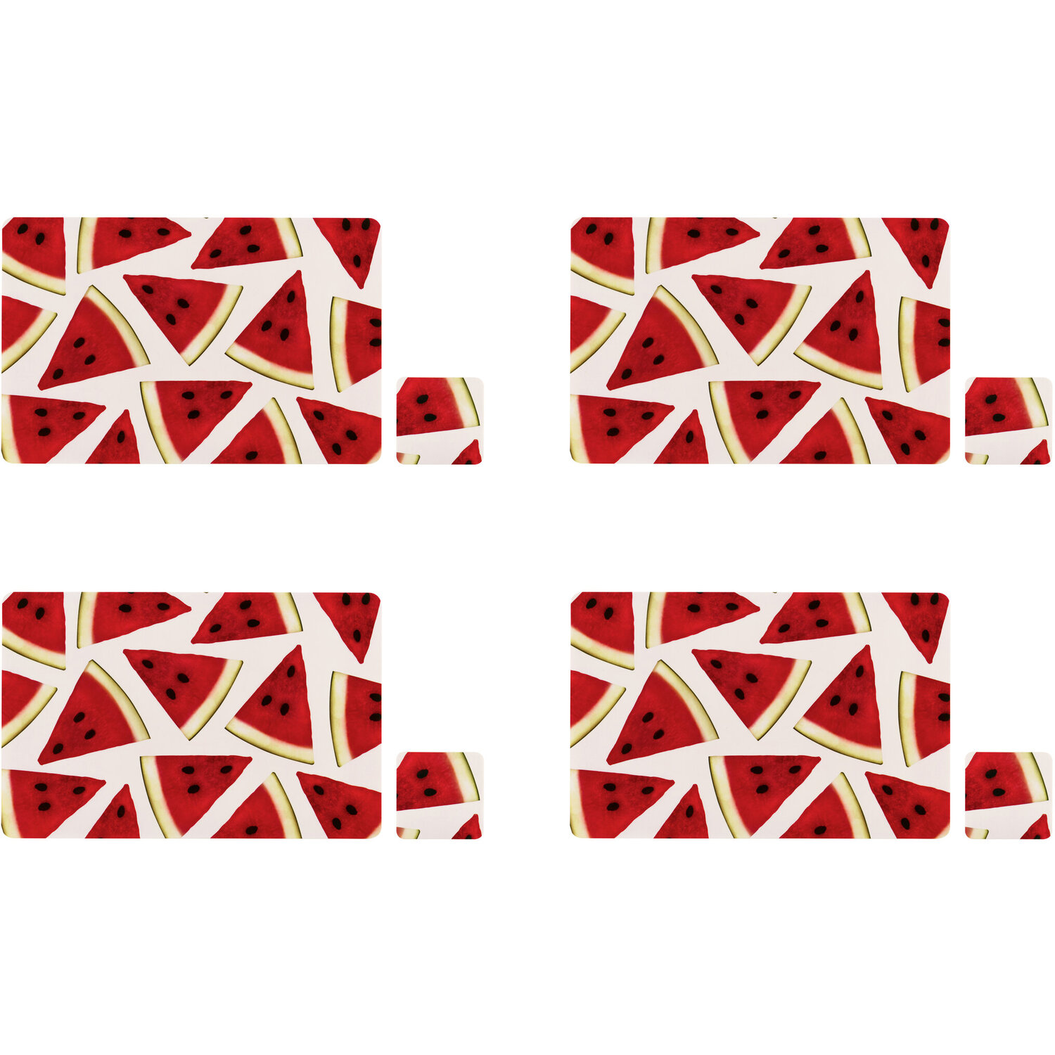 Set Of Four Watermelon Placemats And Coasters - Multicolour