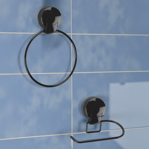 Showerdrape Suctionloc Steel 2 Piece Suction Wall Mounted Bathroom Accessory Set