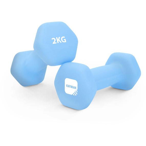 Kayman 10kg Neoprene Dumbbell Pair - Anti-Slip & Hex Edges