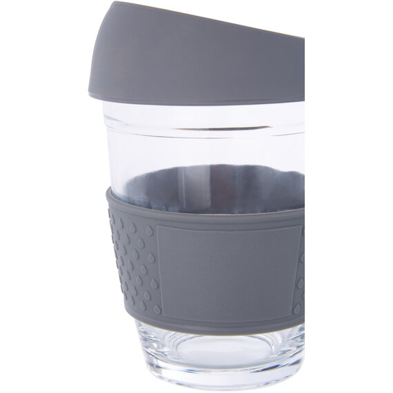 Mimo Glass Mug With Grey Silicone Band Lid