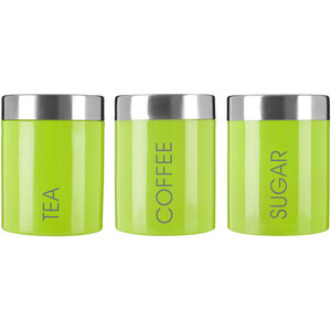 Lime Green Enamel Tea Coffee & Sugar Set
