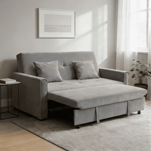 Grey / 2 Home Source Charleston Pull Out Linen Sofa Bed shot 14271179