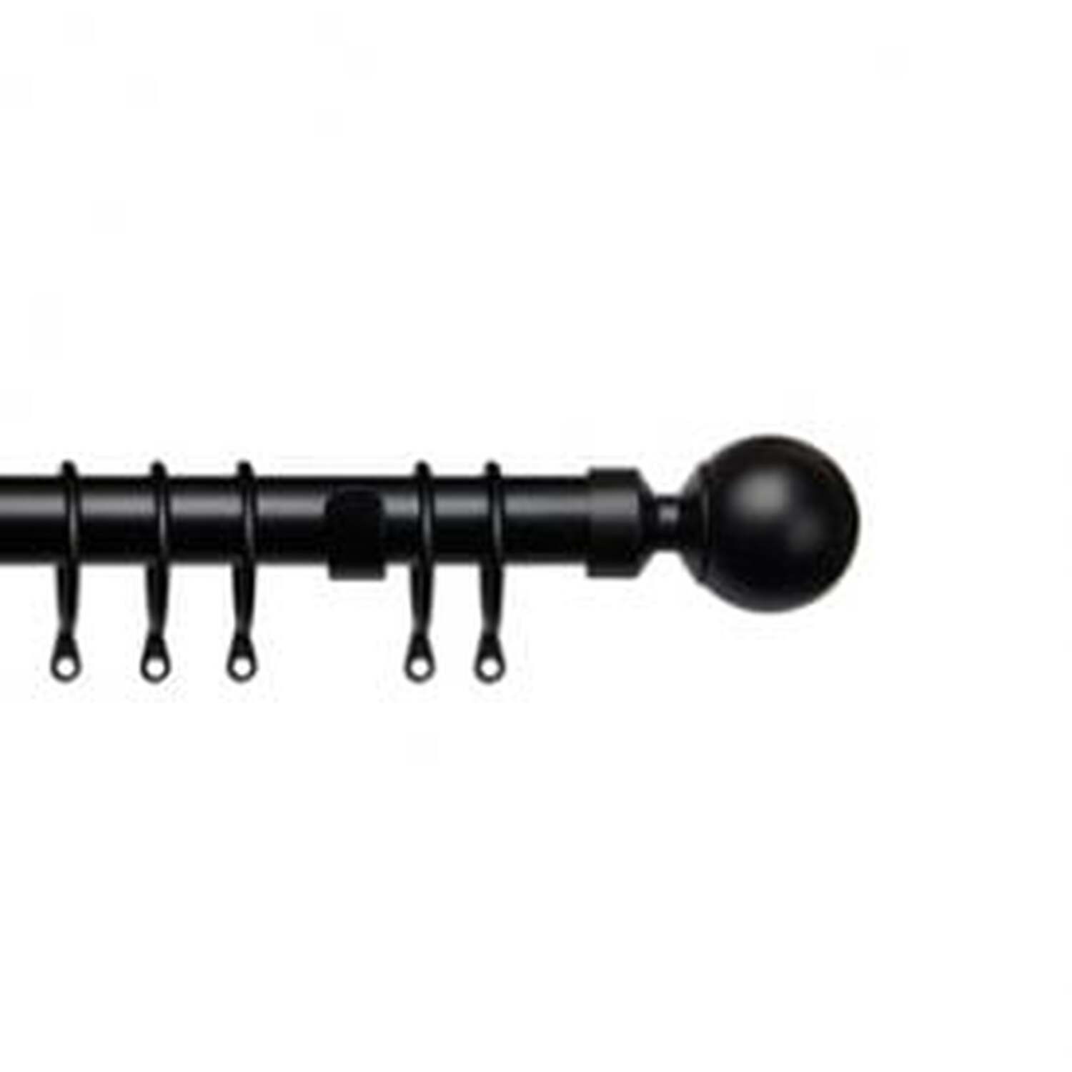 25-28mm Ball End Black Metal Curtain Pole Set - Black / 120cm