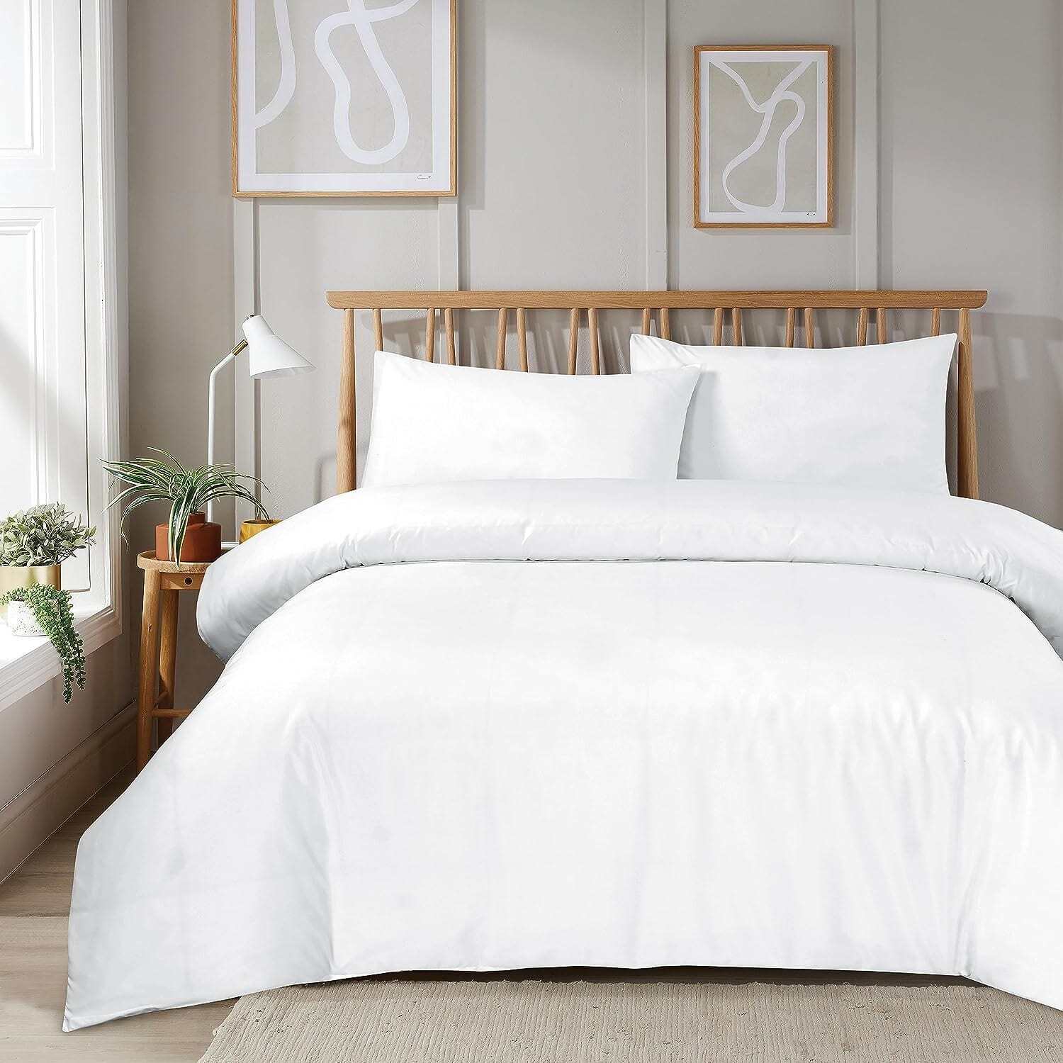 Super Soft Plain Duvet Set - White Double
