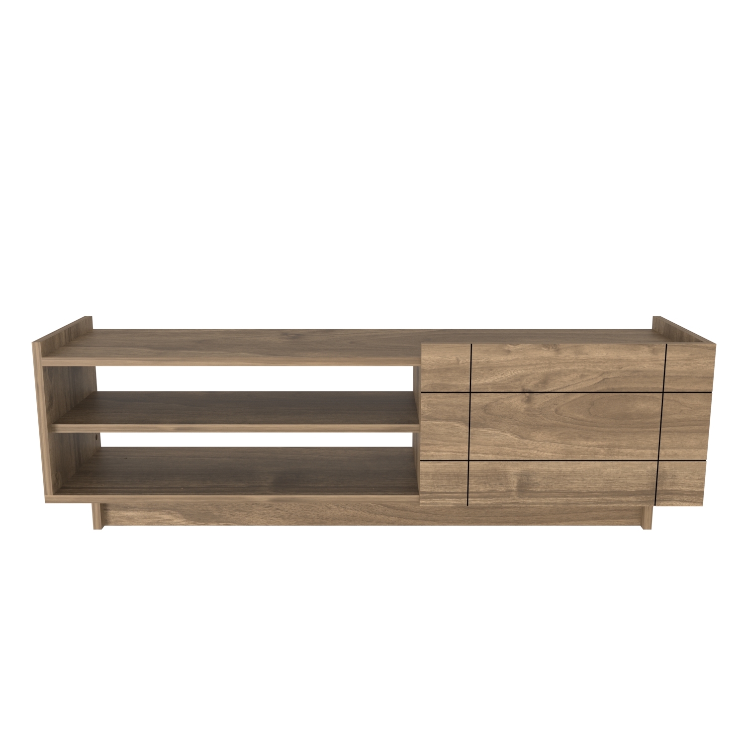 Valantina TV Unit TV Stand with Shelves - Walnut