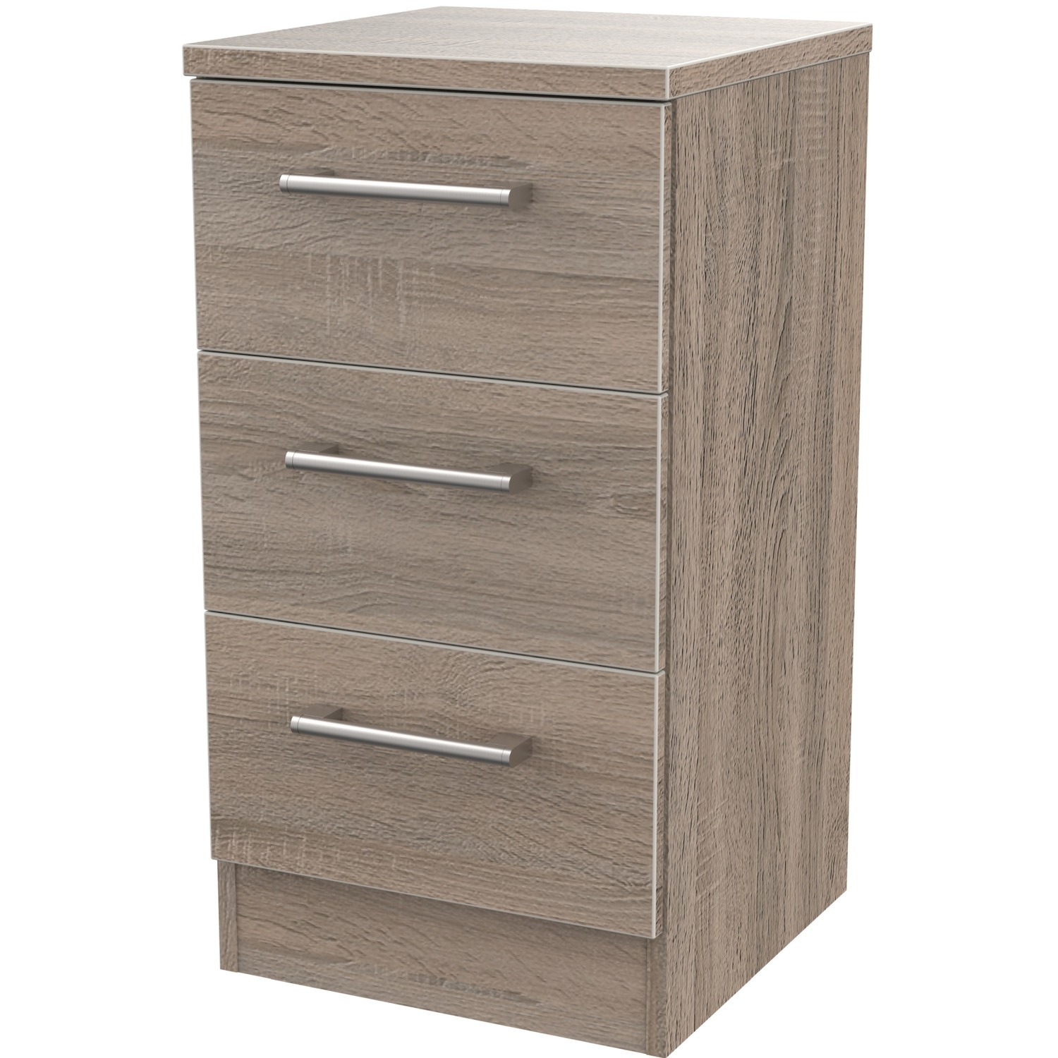 Devon Ready Assembled 3 Drawer Bedside Cabinet - Darkolino Dark Oak