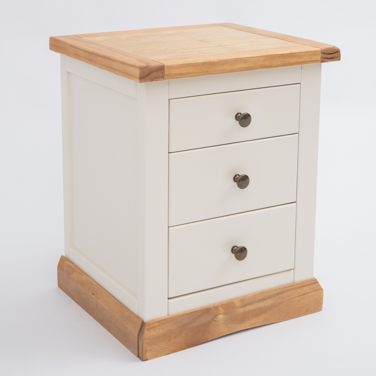 Cabinet Bits White Trevi 3 Drawer Bedside Table - Off - Image 2