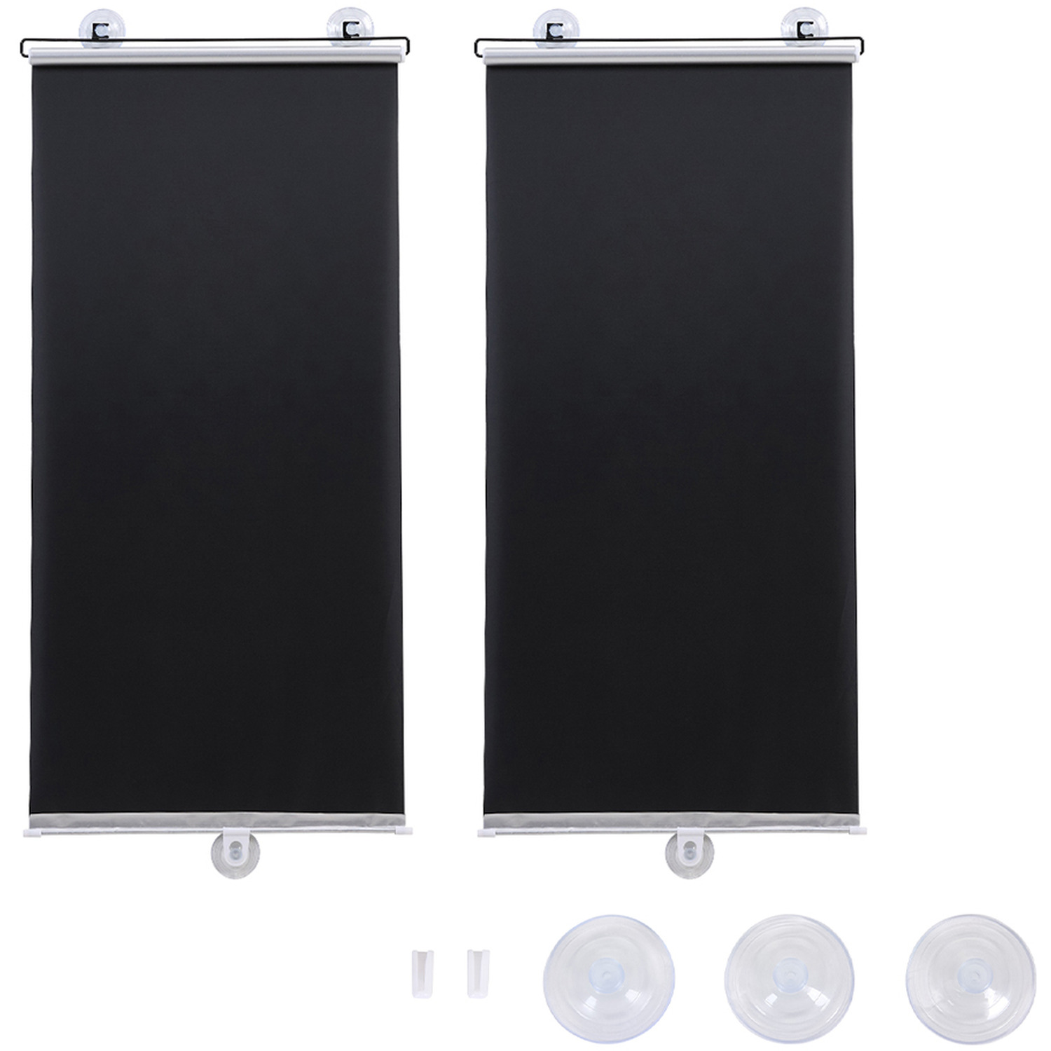 Set Of 2 Roller Blinds Window Shades - Black 50cm