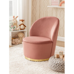 Kids Tamra Dusty Pink Velvet Gold Base Chair