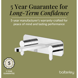 Balterley Pride Contemporary Round Wall Mount 3 Tap Hole Basin Mixer Tap, Back