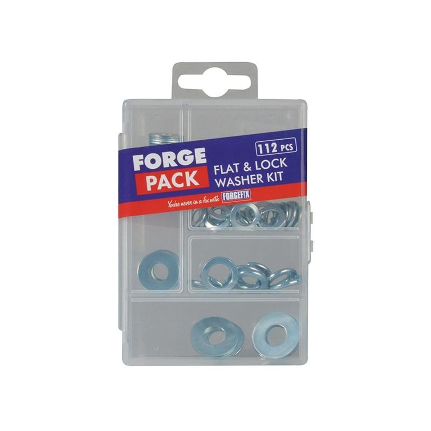 Forgefix Flat & Lock Washer Kit, 112 Piece - Multi Colour