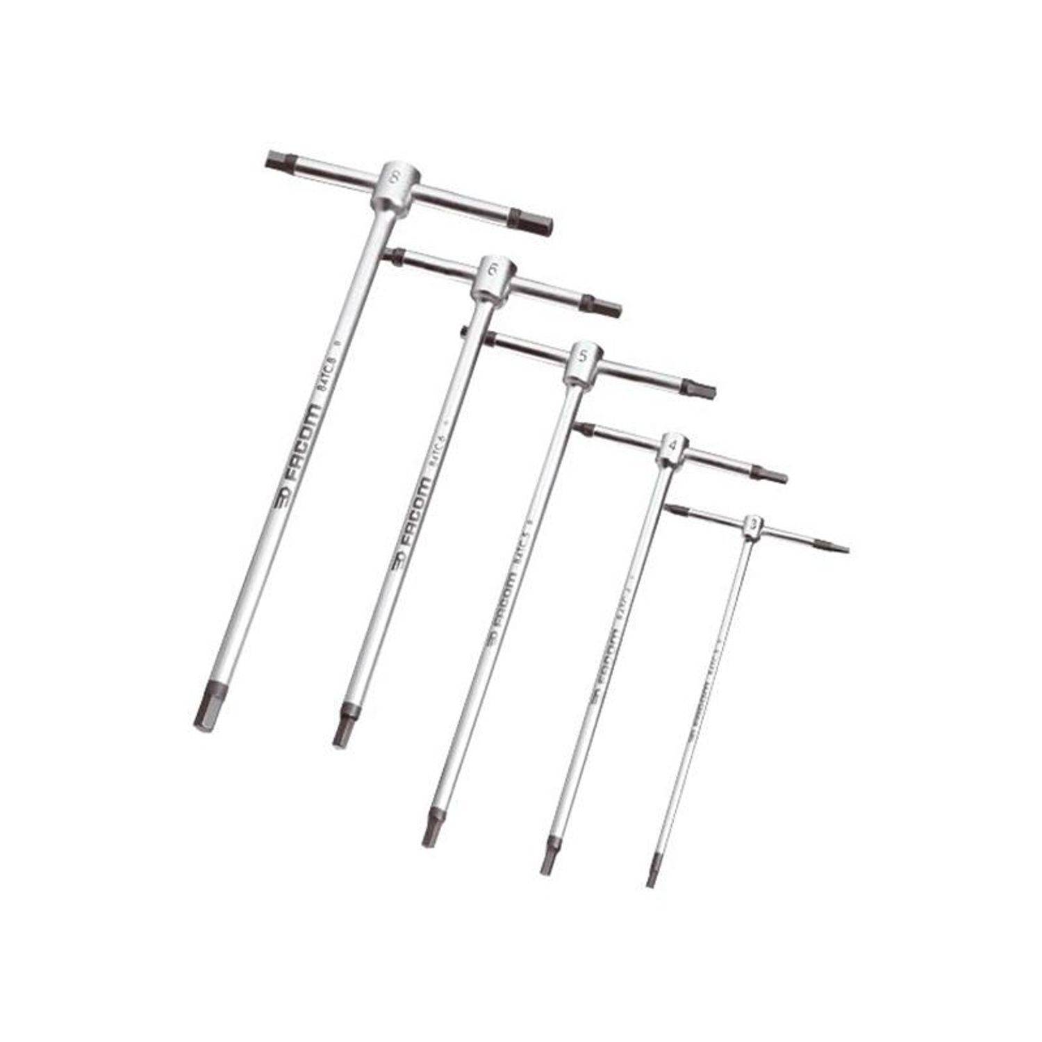 Facom T-Handle Metric Hexagon Key Set, 5 Piece - Multi Colour