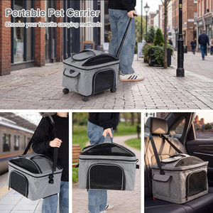 Rolling Pet Carrier with Telescopic Handle
