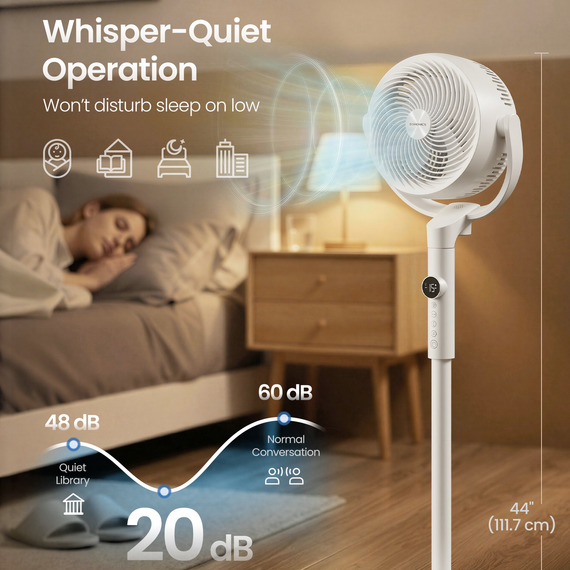 SONGMICS 8-Speed Quiet Oscillating Standing Fan