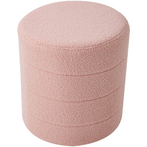 Round Teddy Fleece Upholstered Footstool