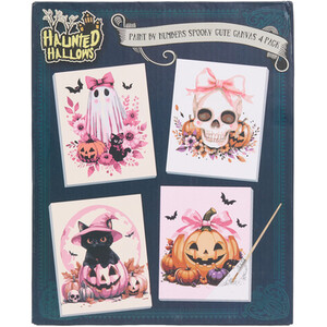 Pack of 4 Paint by Numbers Spooky Cute Canvas Kits