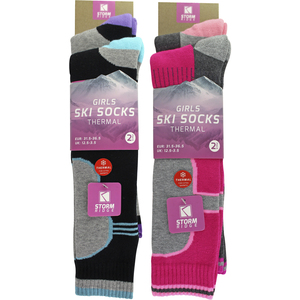 4 Pack Girls Ski Socks | Thermal Winter Cushioned Socks for Kids