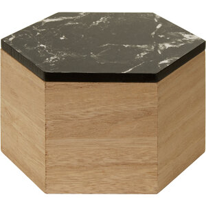 Mimo Black Marble Effect Hexagonal Trinket Box