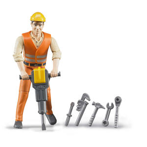 Bruder bworld Construction worker with accessories Detailed Vehicle & Playset Model