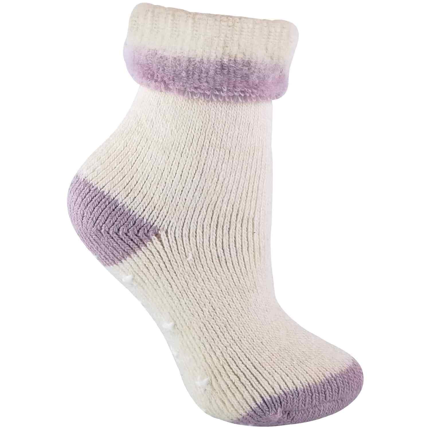 Sock Snob Alpaca Wool Blend Thermal Slipper Bed Socks With Grippers - Purple