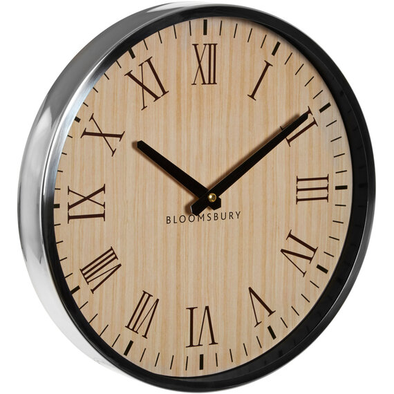 Vitus 30cm Dia Natural and Silver Wall Clock