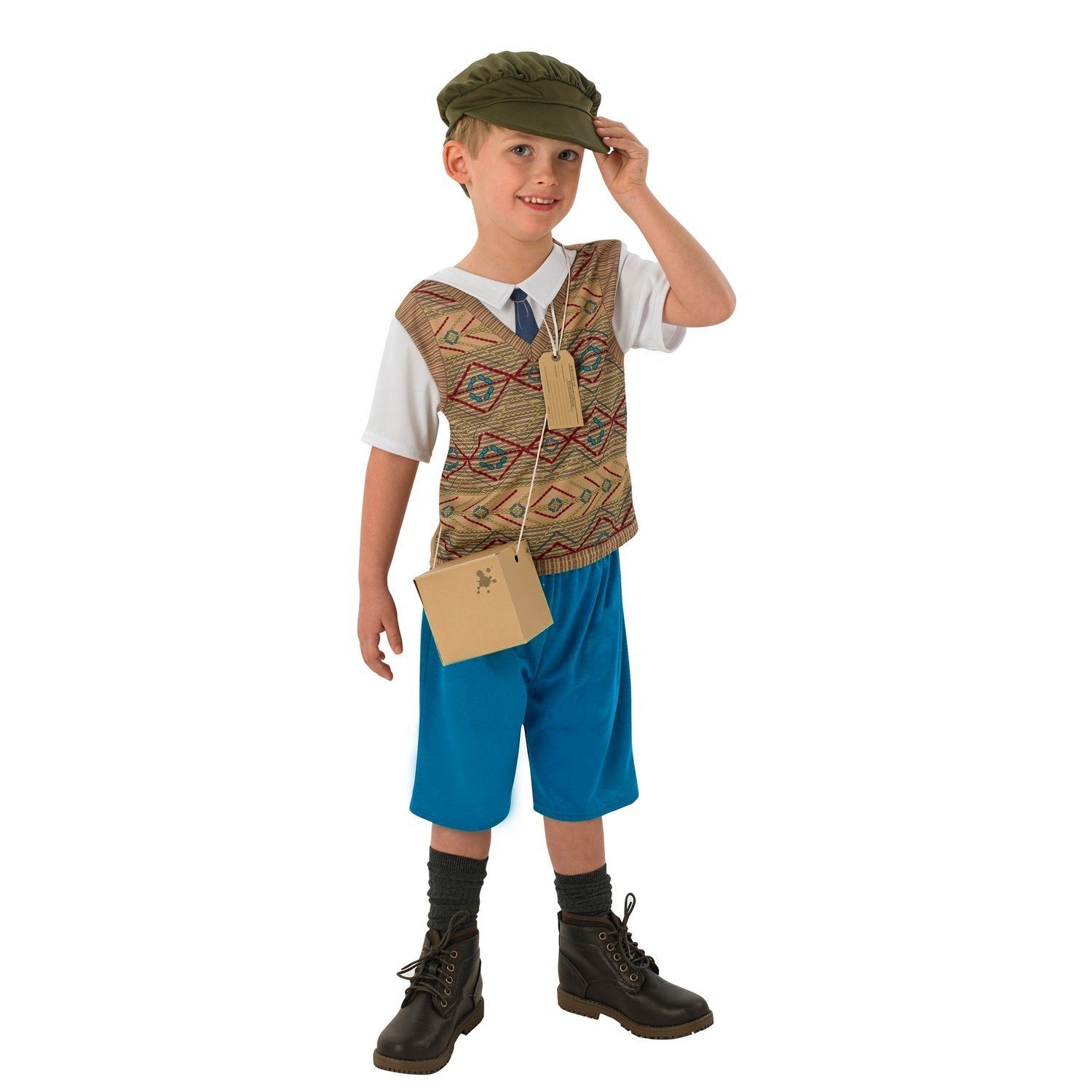 Bristol Novelty Boys Evacuee Costume - Brown/Blue/White / 7+