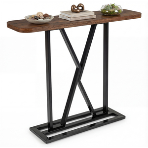 Industrial Sofa Table Behind Couch