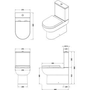 Morridge Contemporary Round Rimless Toilet Pan and Cistern - 800 x 375 x 660mm