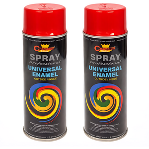 2 x 400 mL Traffic Red (RAL 3020) Universal Gloss Enamel Spray Paint, Fast Drying