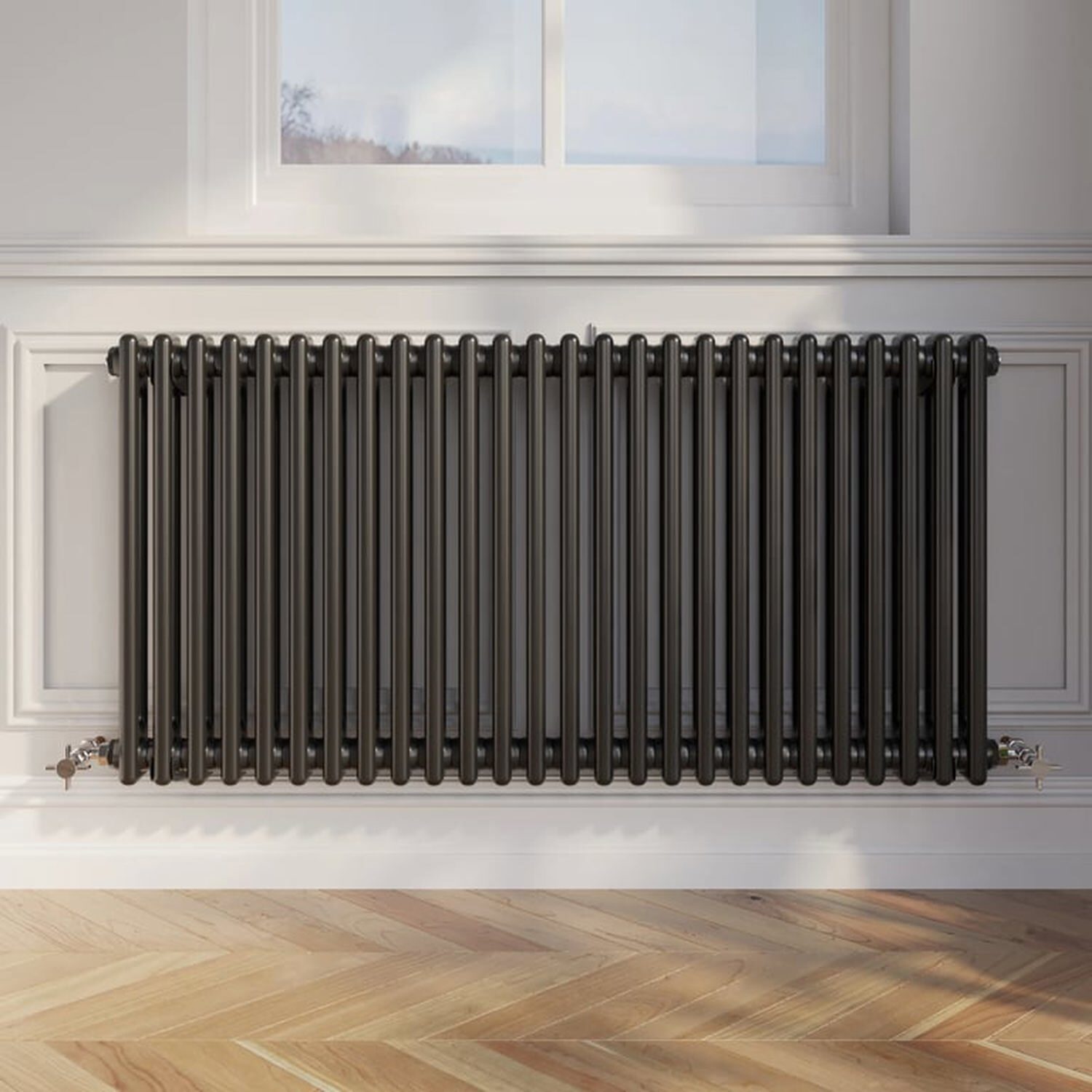Temprazo Traditional Colosseum Double Bar Column Radiator Black 300 X 425Mm - Black / 600Mm / 1190Mm / 70Mm