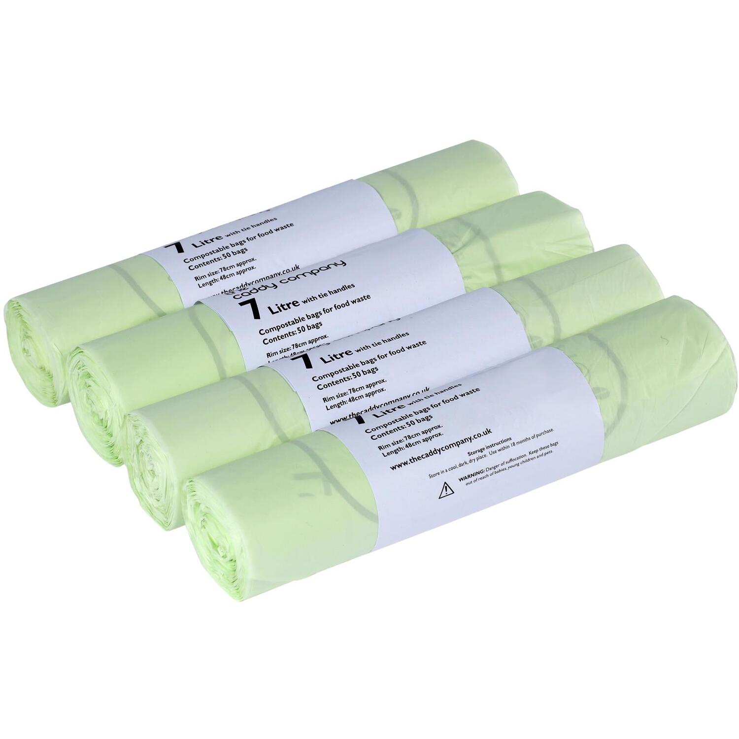 Caddy Company 7 Litre Tie Handle Compostable Food Waste Bin Bags - Green / 4 - Image 4