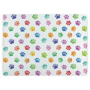 Rainbow Paw Prints Large Smooth Glass Worktop Protector - Kitchen Chopping Board