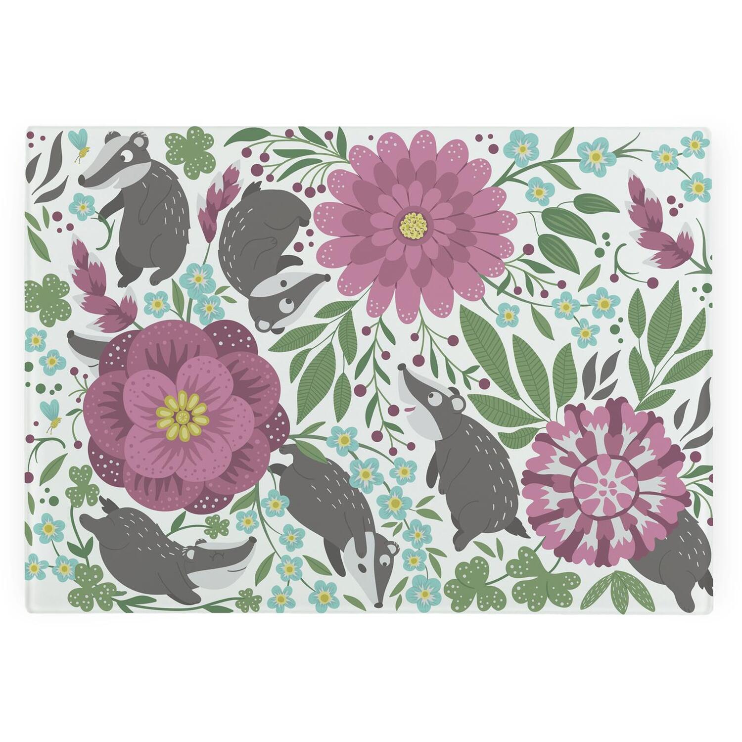 Image of Floral Badgers Smooth Glass Worktop Saver&hellip;